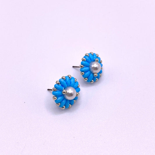 Centre Pearl & Blue Studs