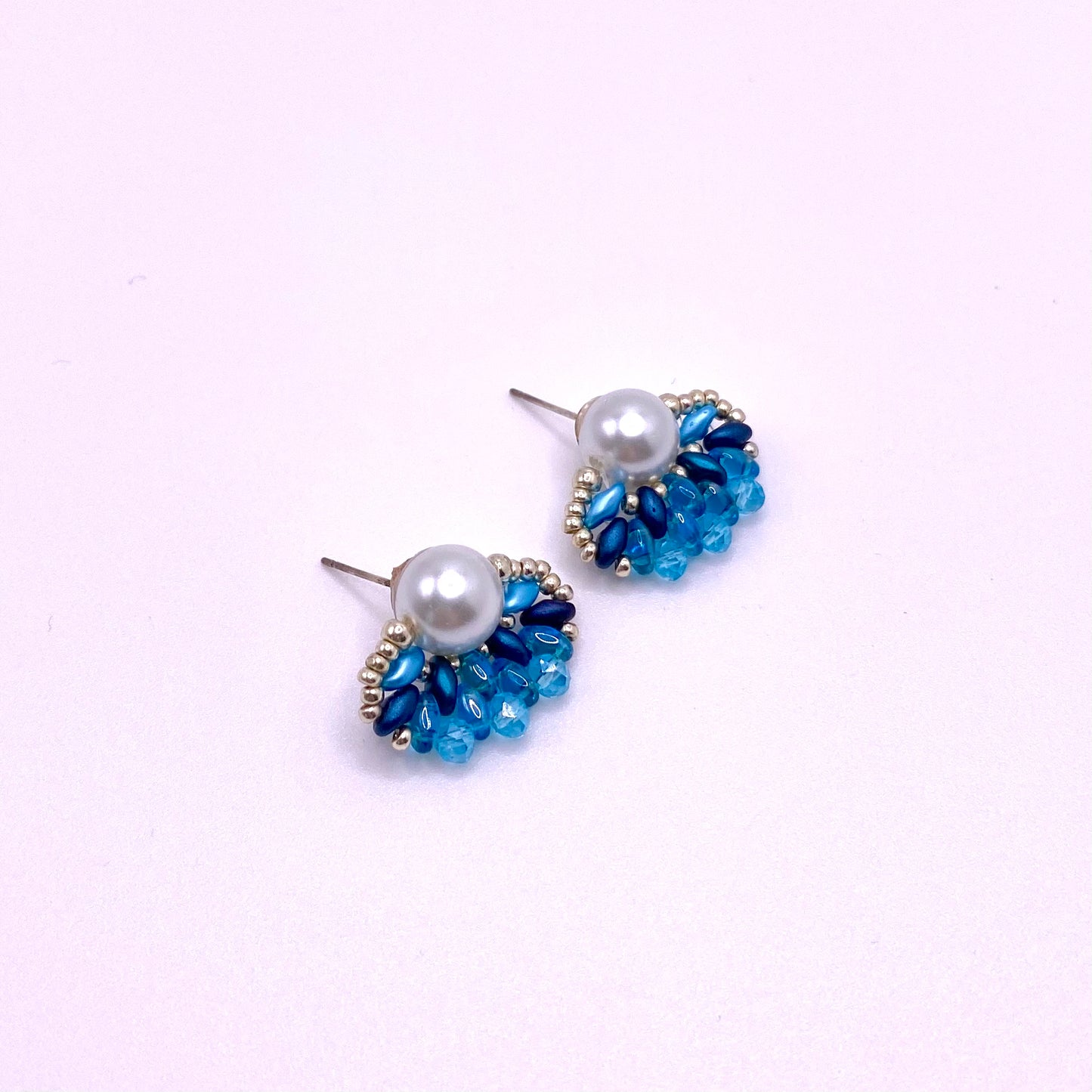 Light & Dark Blue Pearl Studs