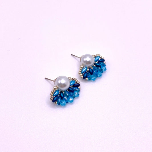 Light & Dark Blue Pearl Studs