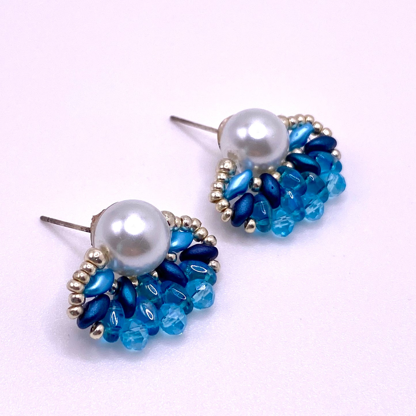 Light & Dark Blue Pearl Studs