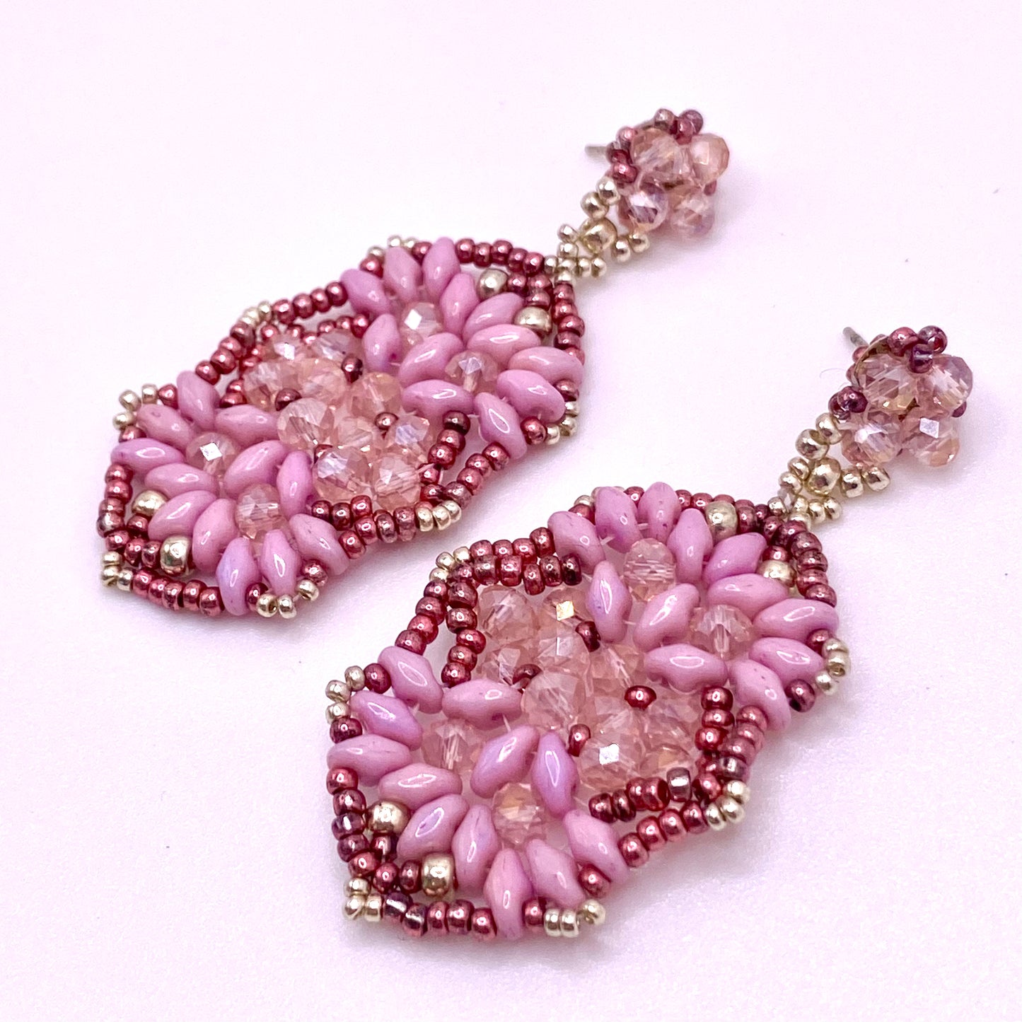 Pink Oval Drop Earrings