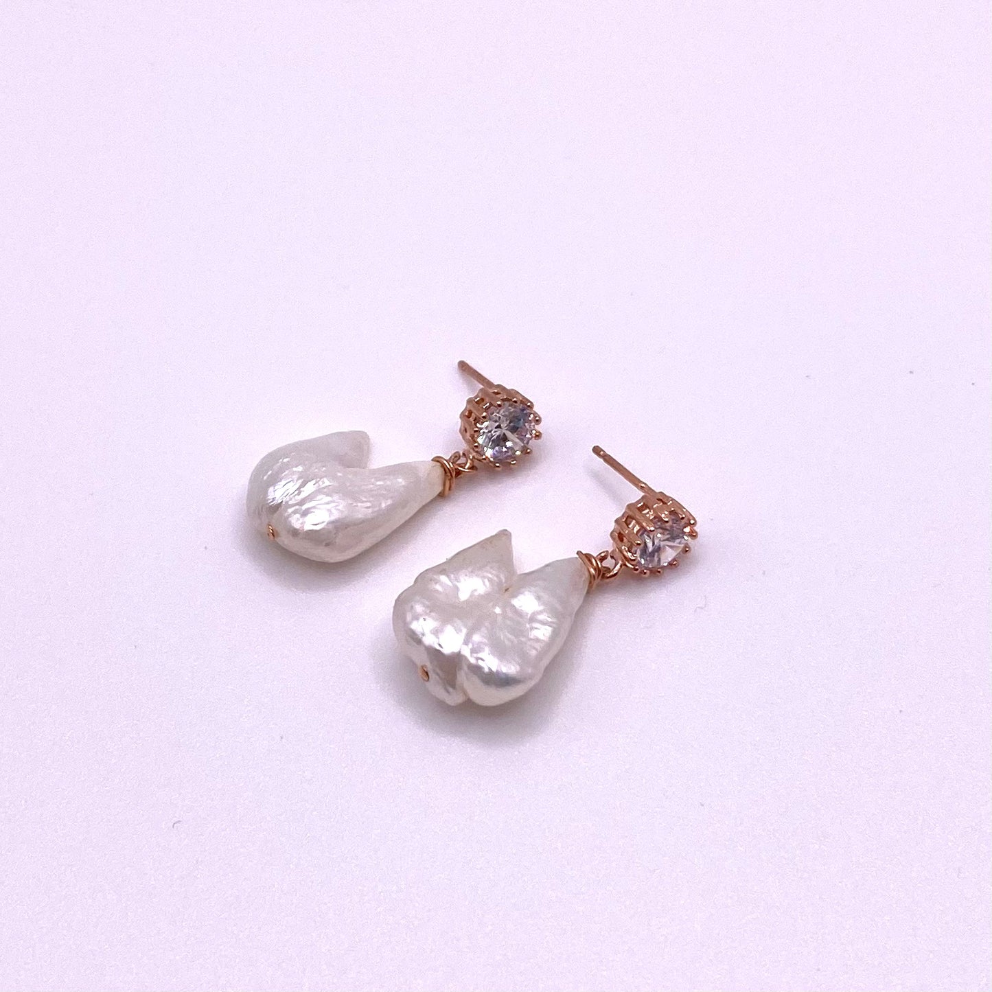 White Pearl Diamond Earrings