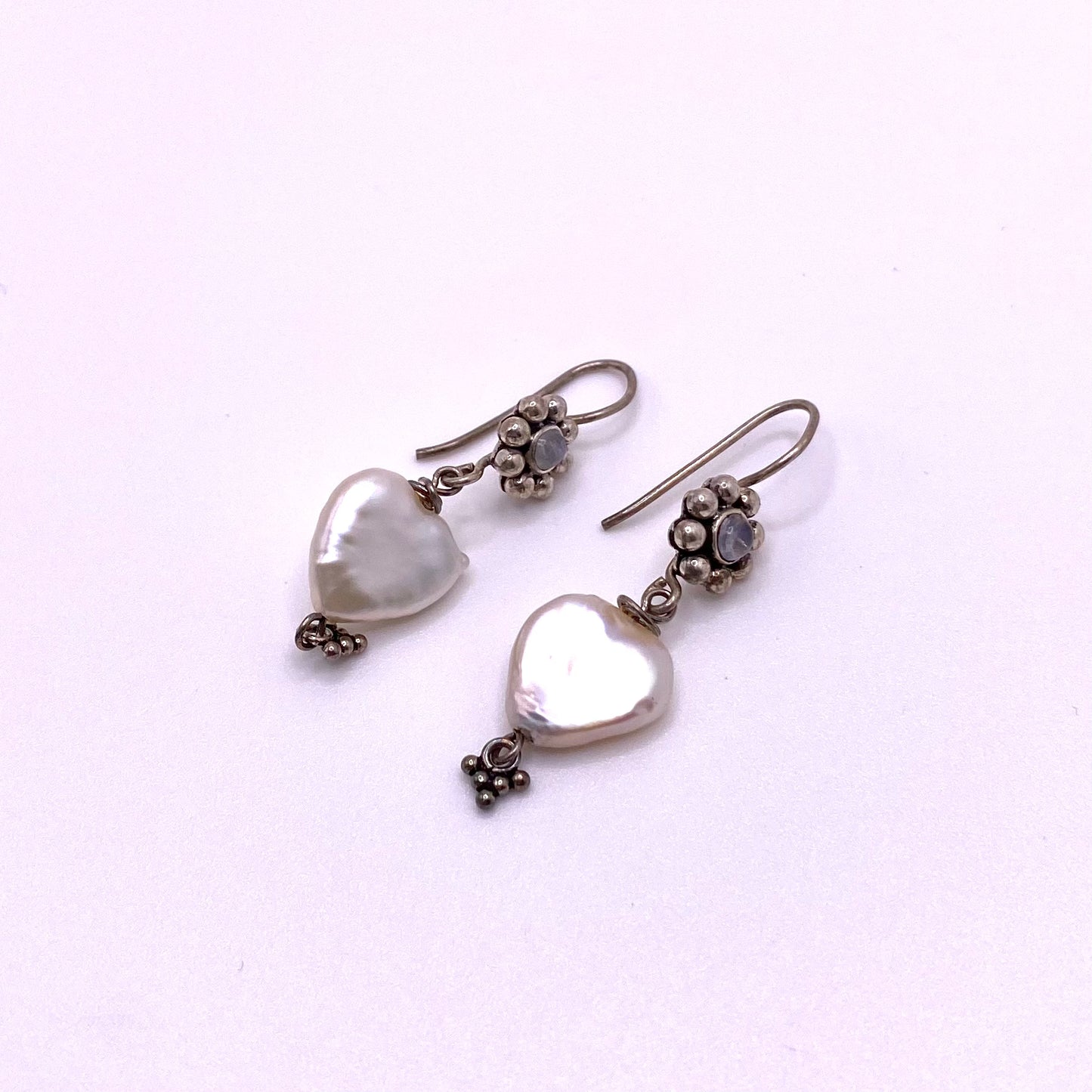 Pearl Heart Drop Earrings