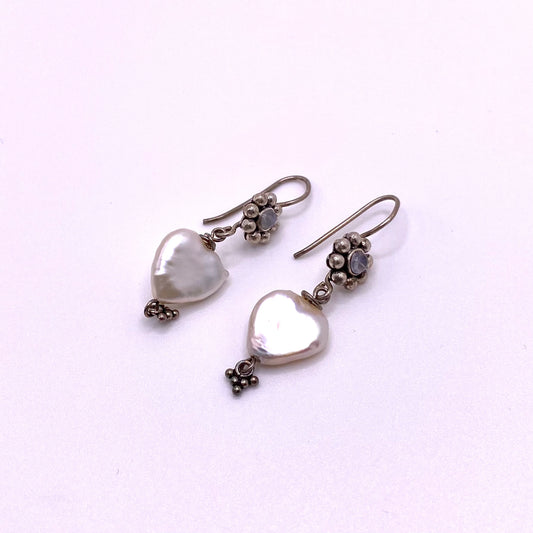 Pearl Heart Drop Earrings