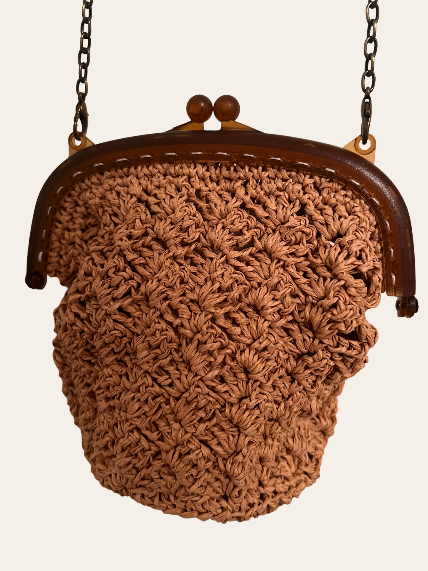 The Beige Raffia Crossbody Purse