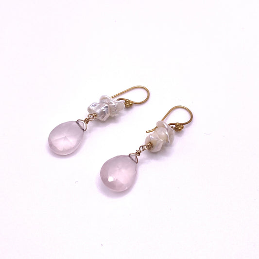 Pearl Rose Teardrop Earrings