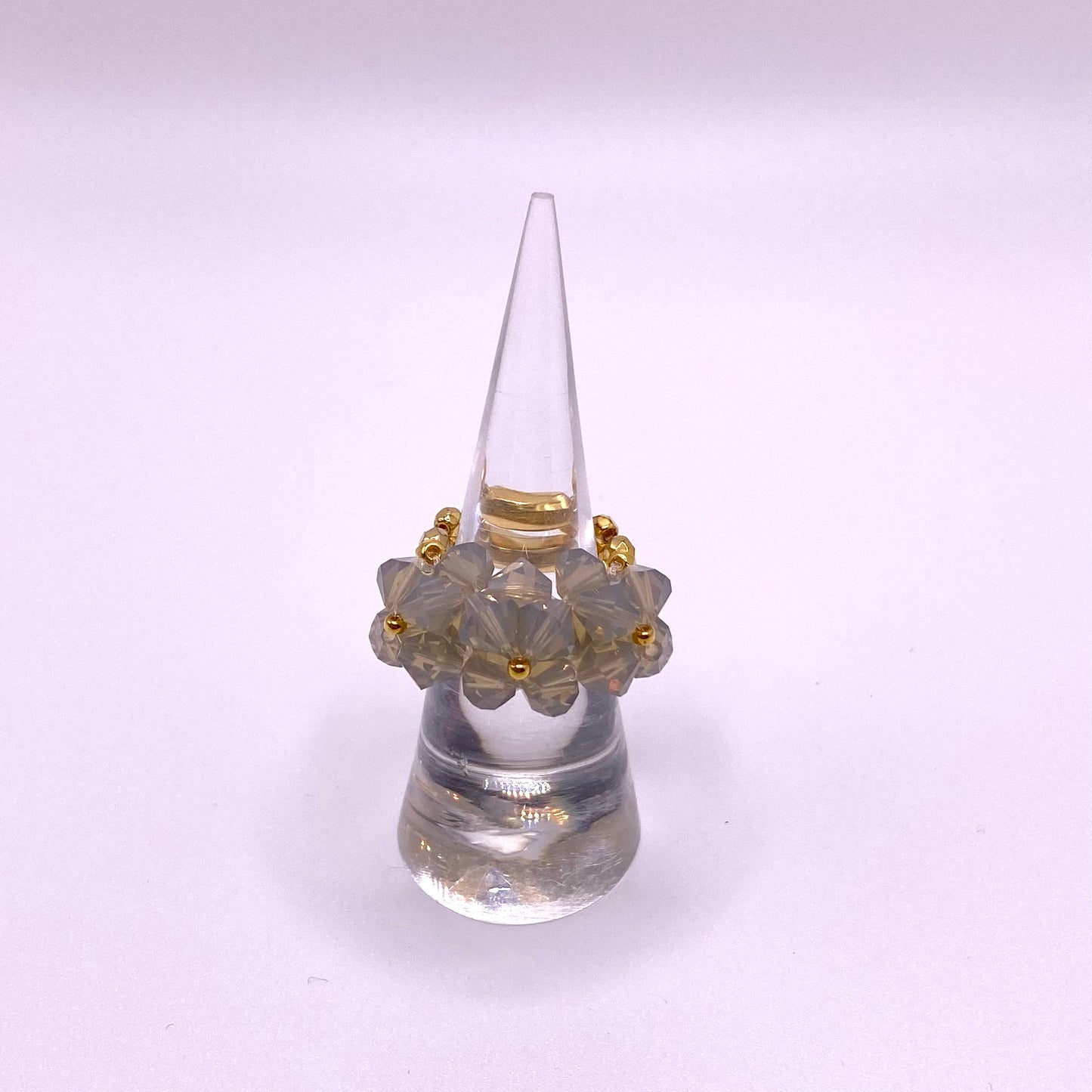 Grey & Gold Flowers Ring