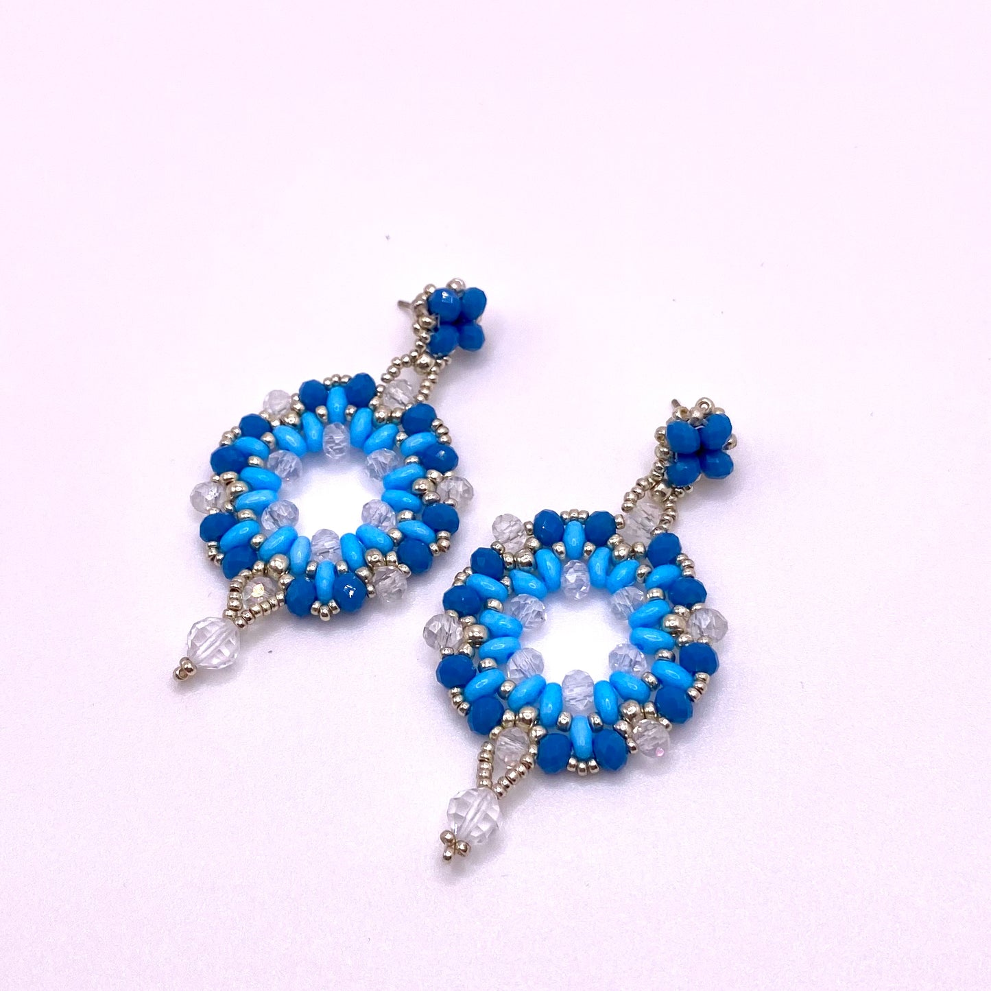 Light & Dark Blue Round Drop Earrings