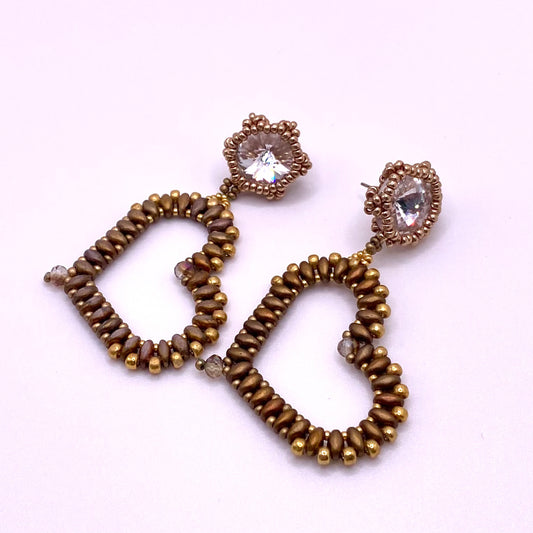 Brown Heart Drop Earrings