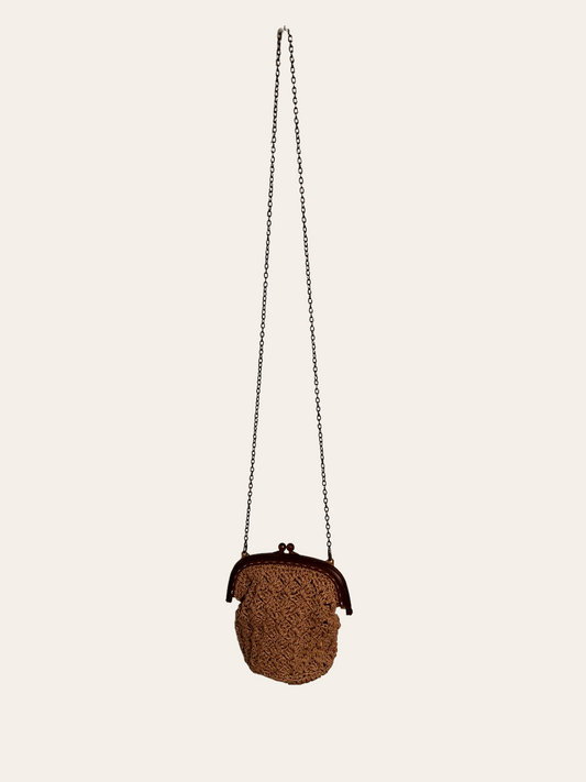 The Beige Raffia Crossbody Purse