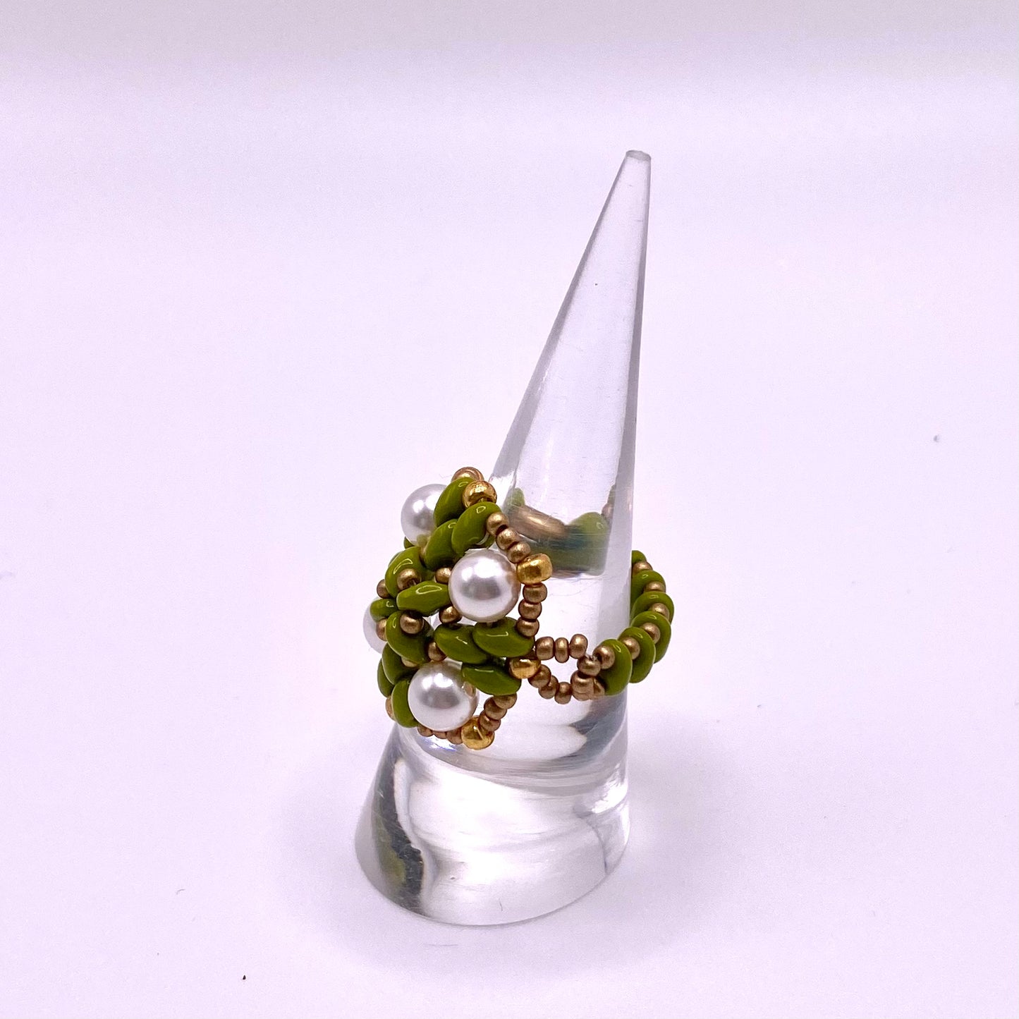 Green & Pearl Ring