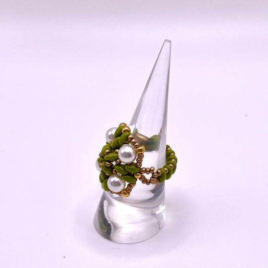 Green & Pearl Ring