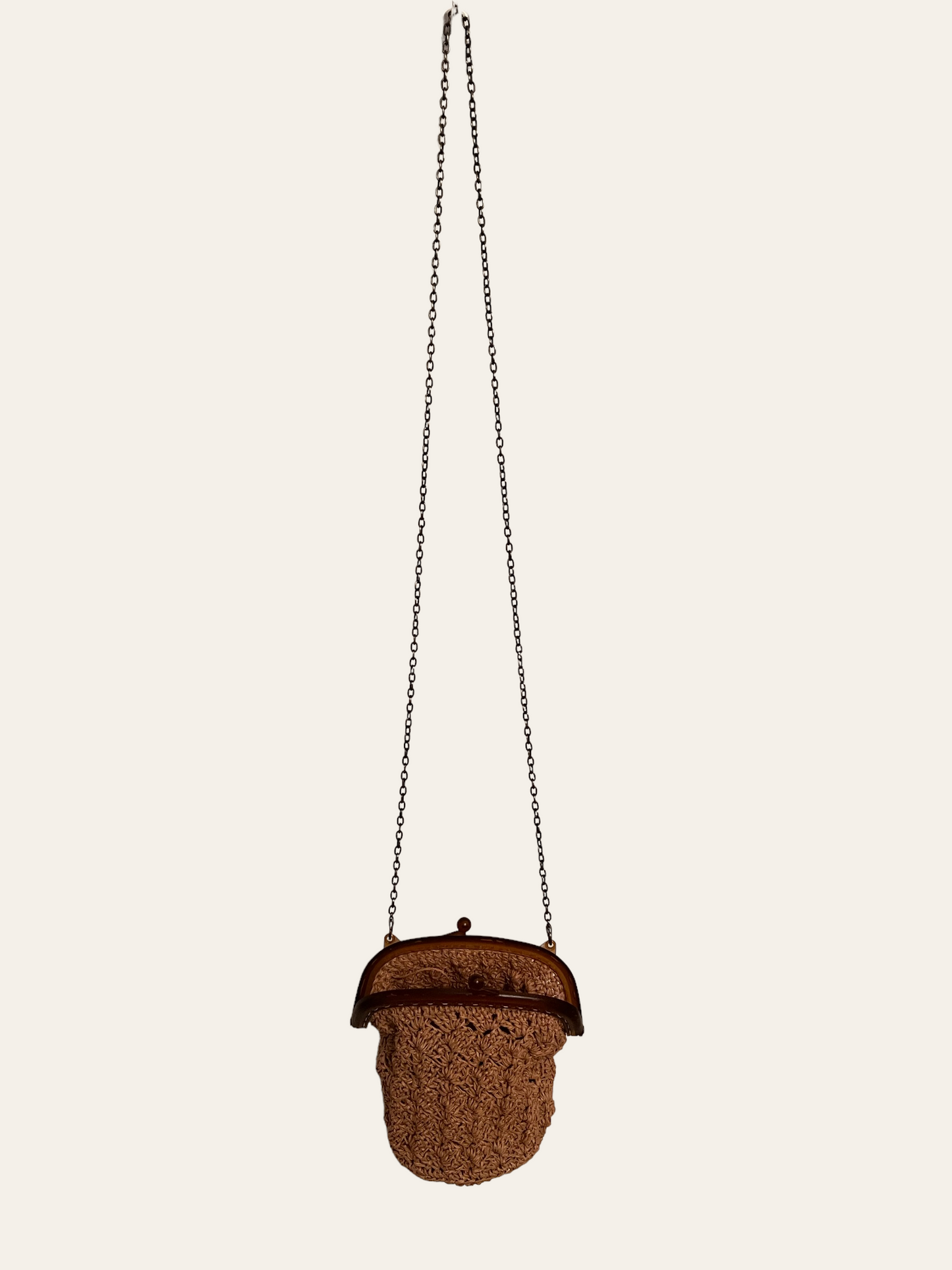 The Beige Raffia Crossbody Purse