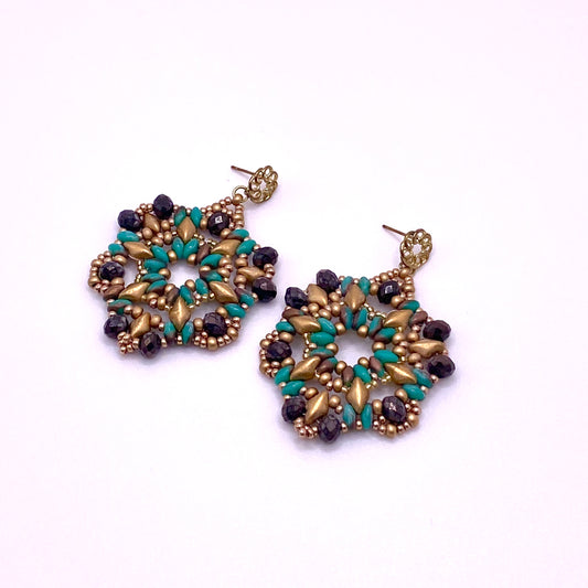 Brown & Green Drop Earrings