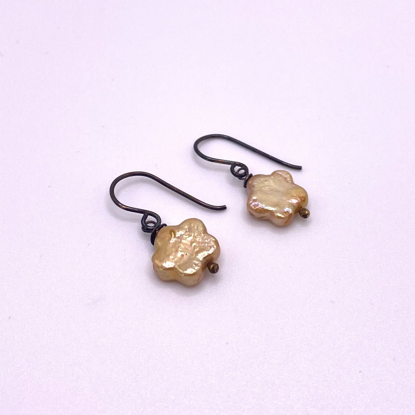 Beige Flower Drop Earrings