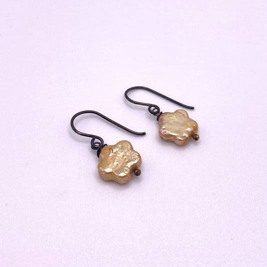 Beige Flower Drop Earrings